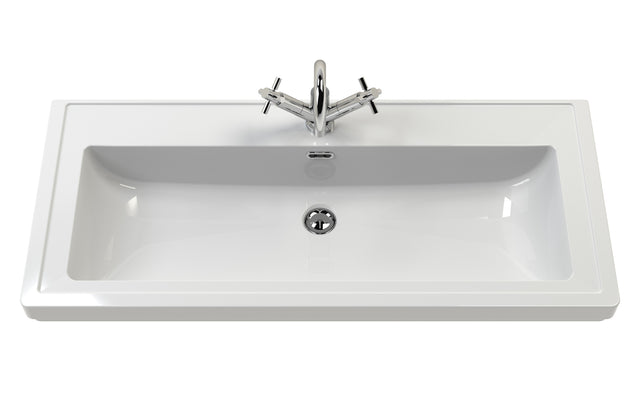 Hudson Reed Bexley 600mm Traditional Cool Grey 1 Drawer Floor Standing Vanity Unit With Basin