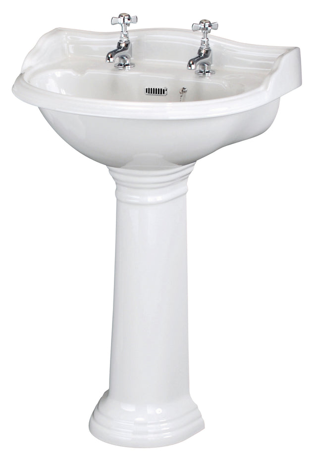 Chancery 600mm Basin & Pedestal 2 Tap Hole