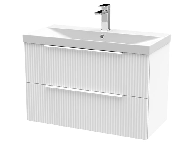 Fluted 800mm Wall Hung 2-Drawer Vanity and Thin-Edge Basin