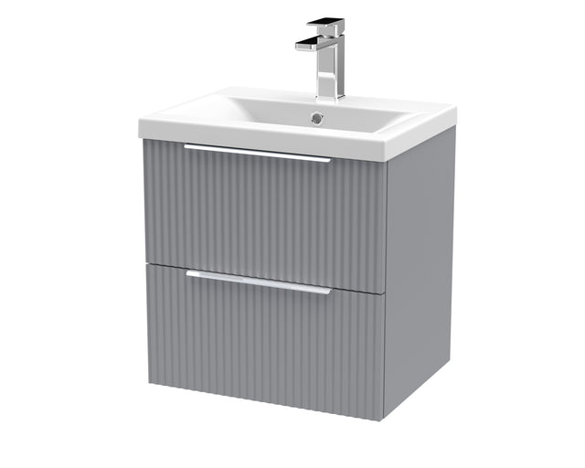 Hudson Reed Fluted 500mm Wall Hung 2-Drawer Vanity Unit Including Basin