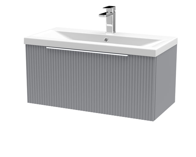 Hudson Reed Fluted 800mm Wall Hung Single Drawer Vanity Unit With Basin