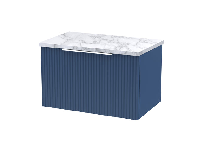 Hudson Reed Fluted 600mm Wall Hung Single Drawer Vanity Unit With Laminate Worktop