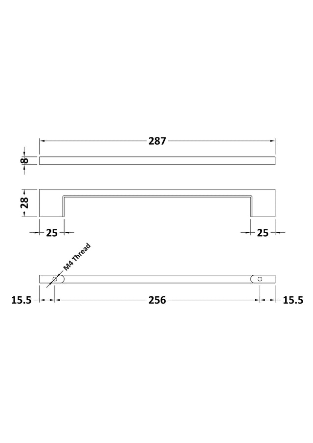 D Shaped Handle 256mm