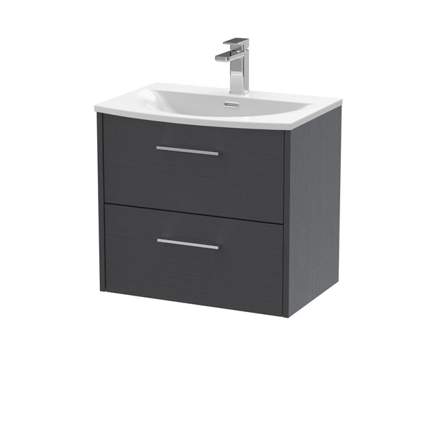 Hudson Reed Juno 600mm Graphite Grey Wall Hung 2-Drawer Vanity & Basin with Soft Close Drawers
