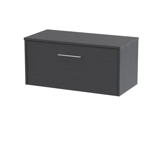 Hudson Reed Juno 800mm Graphite Grey Wall Hung Single Drawer Vanity Unit With Worktop