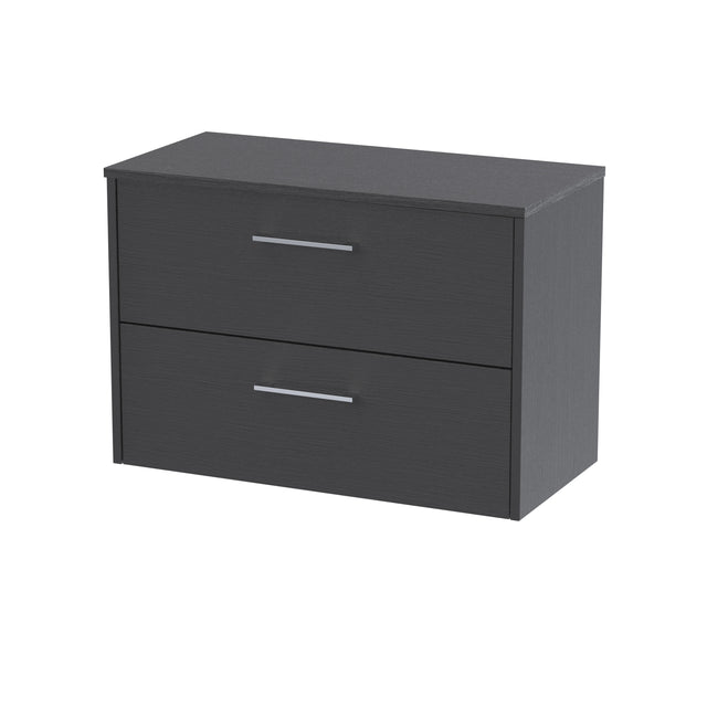 Hudson Reed Juno 800mm Graphite Grey Wall Hung 2-Drawer Vanity Unit With Worktop