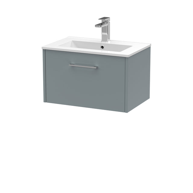 Hudson Reed Juno 600mm Coastal Grey Wall Hung Single Drawer Vanity Unit With Basin