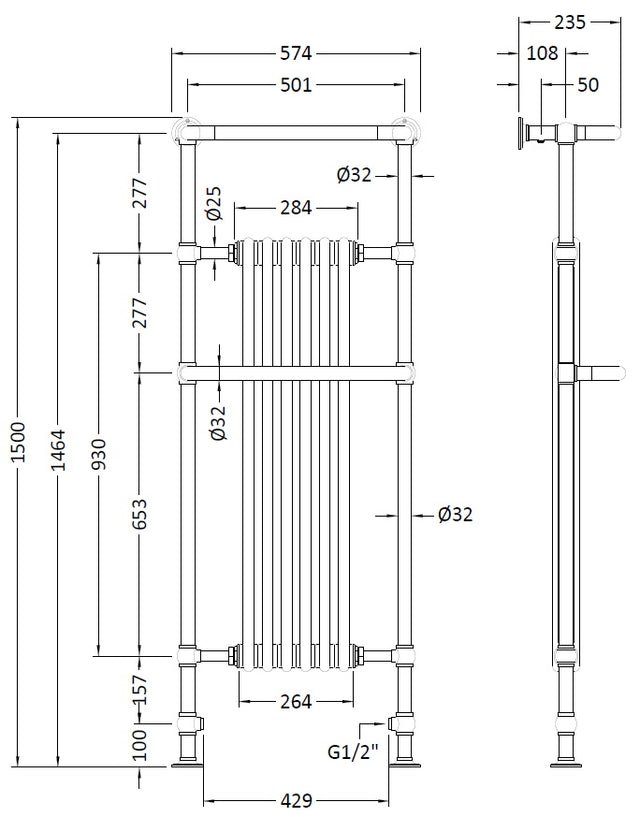 Brampton Towel Rail 1500 x 575mm