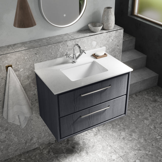 Lille 800mm Wall Hung 2-Drawer Vanity with Marble Worktop Basin