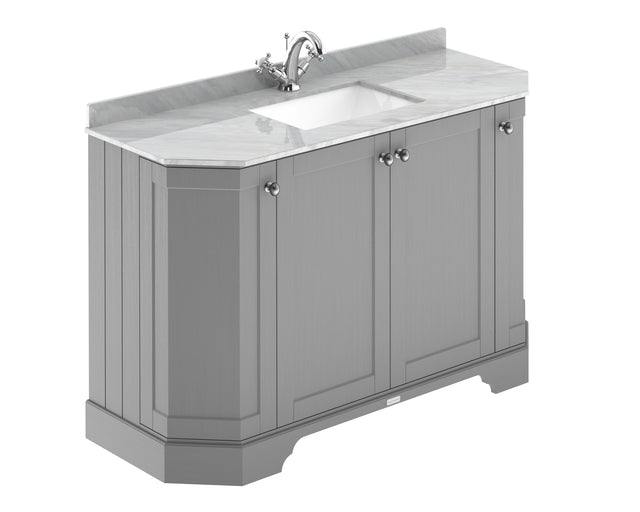 Hudson Reed Old London 1236mm Storm Grey Floor Standing 4 Door Vanity Unit With Grey Marble Basin