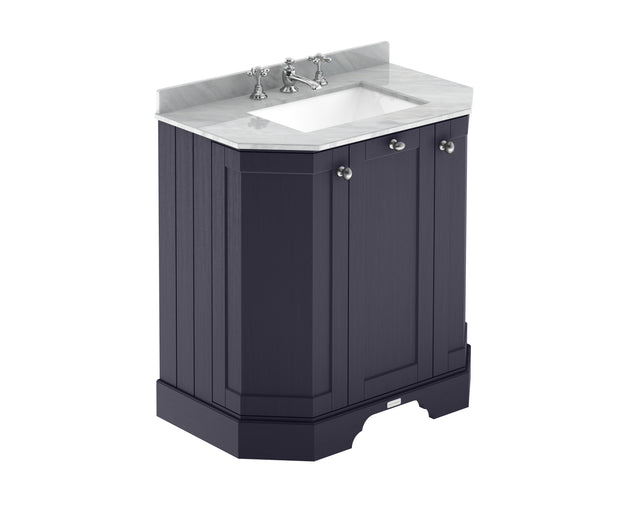 Hudson Reed Old London 750mm Floor Standing 3 Door Vanity Unit with Grey Marble Top Basin & Soft Close