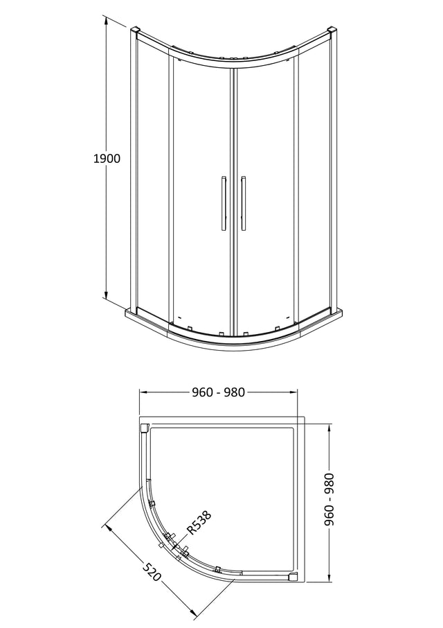 Apex 1000mm Quadrant Enclosure