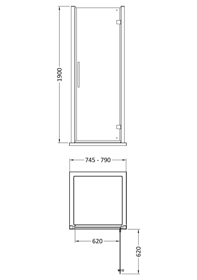 Hudson Reed Apex 800mm Hinged Door With Fixings and Handle