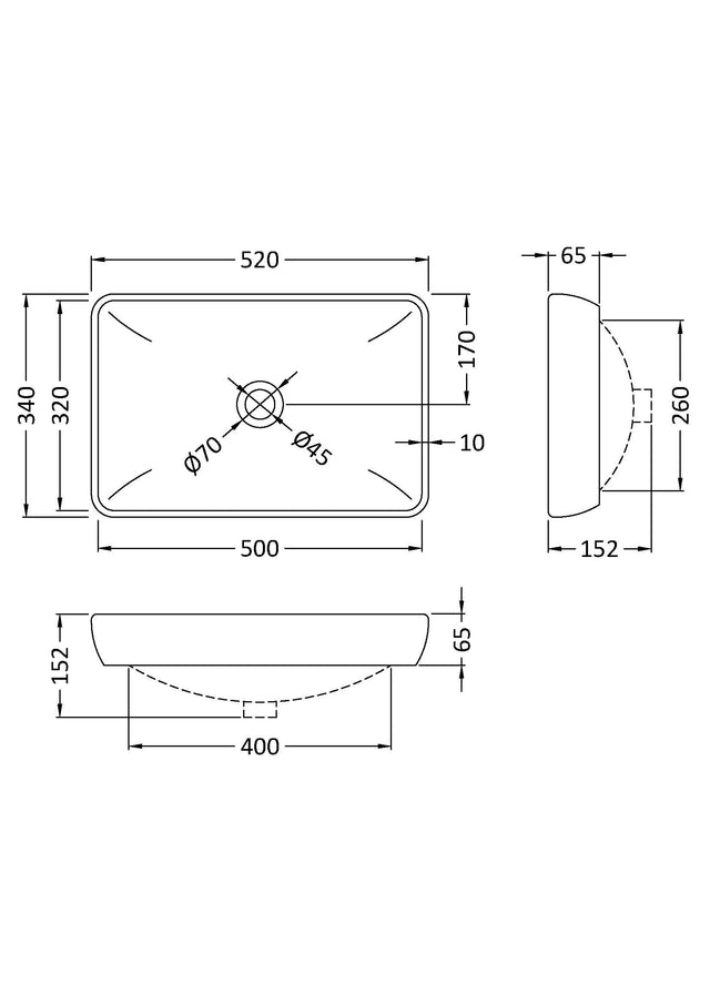 Rectangular Vessel 520 x 340 x 152mm