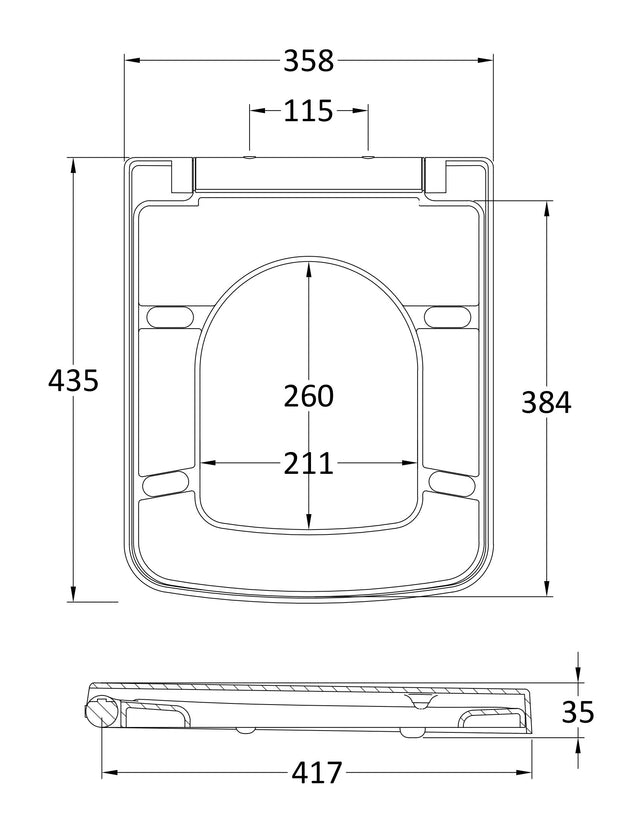 Toilet Seats Luxury Square Top Fix Soft Close Toilet Seat