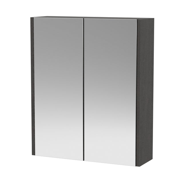 Hudson Reed Juno 600mm 2 Door Graphite Grey Woodgrain Wall Hung 50/50 Mirror Cabinet