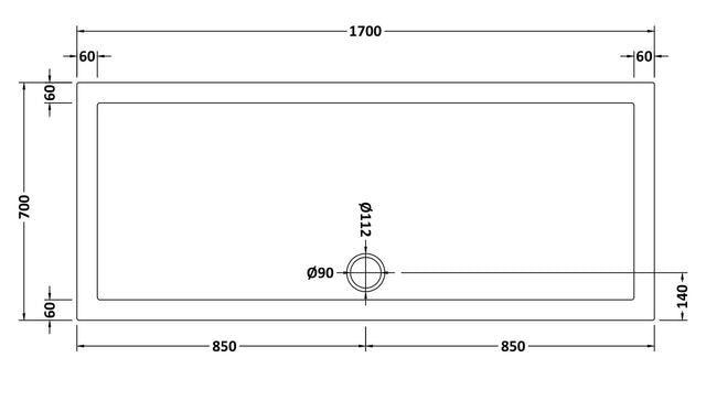 Slip Resistant Rectangular Slimline Shower Tray 1700 x 700mm