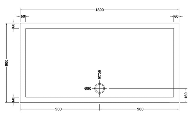 Slip Resistant Rectangular Slimline Shower Tray 1800 x 900mm