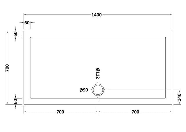 Rectangular Slimline Shower Tray 1400 x 700mm