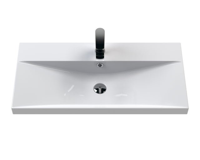 Hudson Reed Fluted 800mm Wall Hung Single Drawer Vanity Unit With Basin