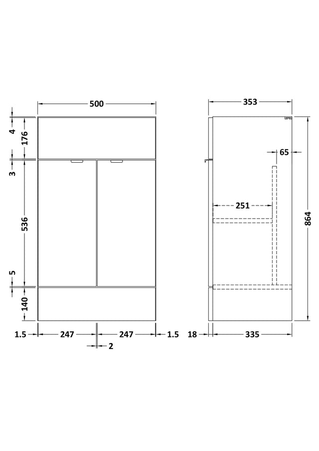 Fusion 500mm Vanity Unit (355mm Deep)