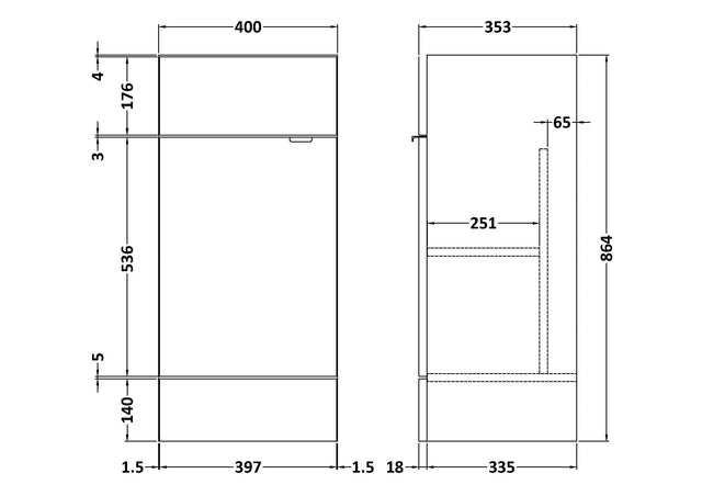 Fusion Fitted Floor Standing 1 Door Vanity Unit 400mm