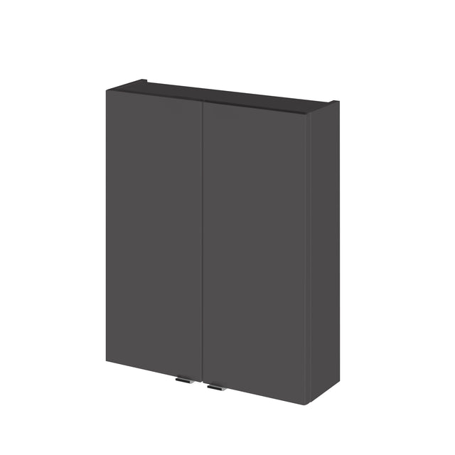 Hudson Reed Fusion 500mm 2 Door Gloss Grey Wall Hung Cabinet With Handles
