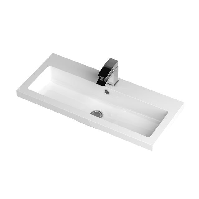 Hudson Reed Fusion 800mm Anthracite Woodgrain Floor Standing 2 Door Vanity Unit & Polymarble Basin