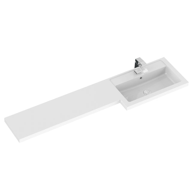 Hudson Reed Fusion 1500mm Right Hand Charcoal Black Floor Standing Vanity Basin Combination With Handles & Overflow