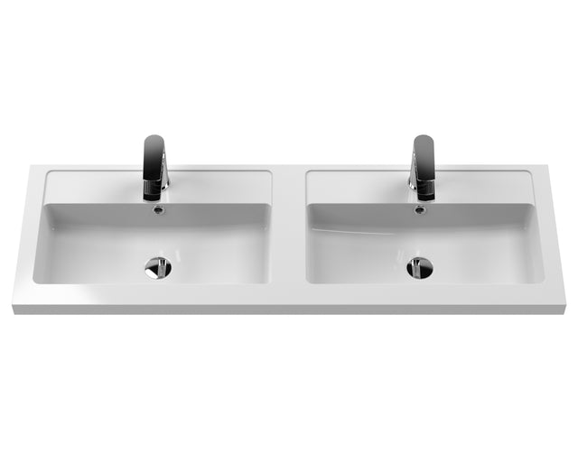 Hudson Reed Fluted 1200mm Wall Hung 4-Drawer Vanity with Double Basin