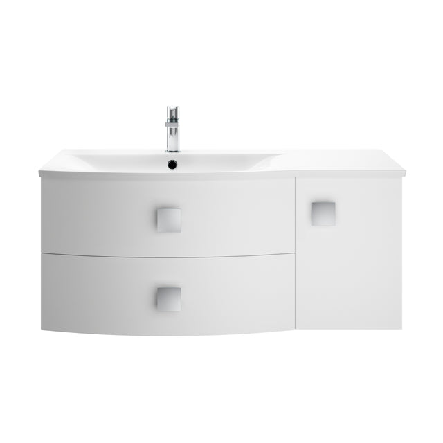 Hudson Reed Sarenna 1000mm Wall Hung Left Hand 2 Drawer 1 Door Vanity Unit With Polymarble Basin