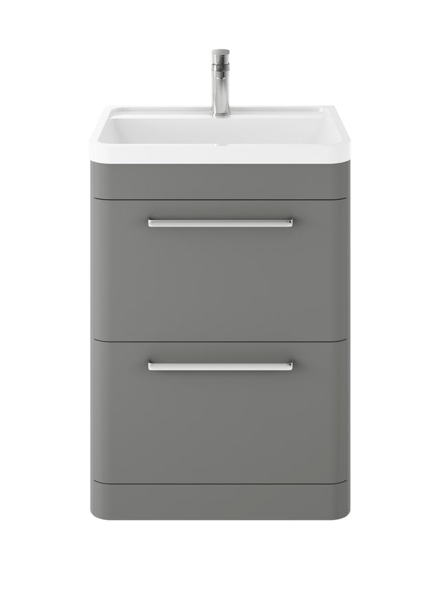 Hudson Reed Solar 600mm Floor Standing 2 Drawer Vanity Unit With Polymarble Basin