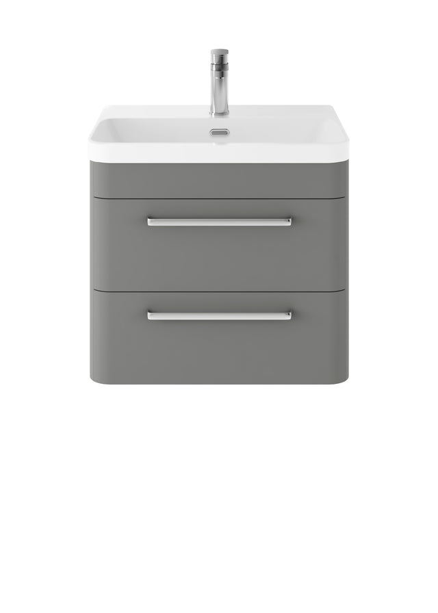 Hudson Reed Solar 600mm Wall Hung 2 Drawer Vanity Unit With Ceramic Basin