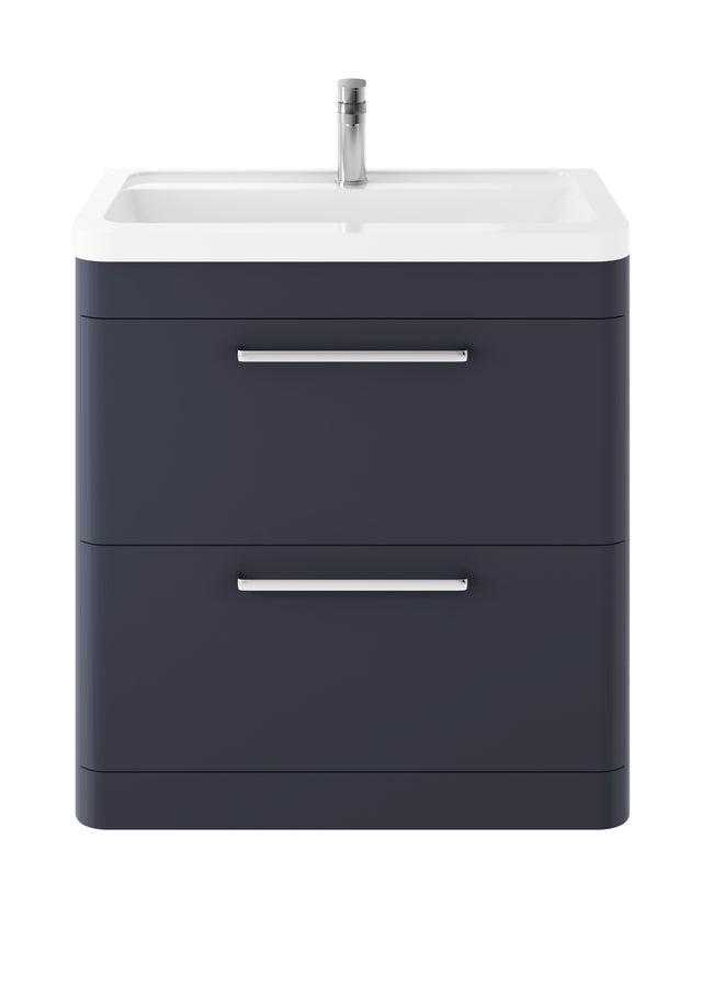 Hudson Reed Solar 800mm Indigo Blue Floor Standing 2 Drawer Vanity Unit With Ceramic Basin
