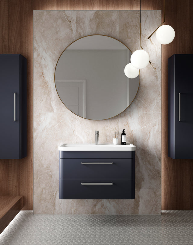 Hudson Reed Solar 800mm Indigo Blue Wall Hung Vanity Unit With Polymarble Basin