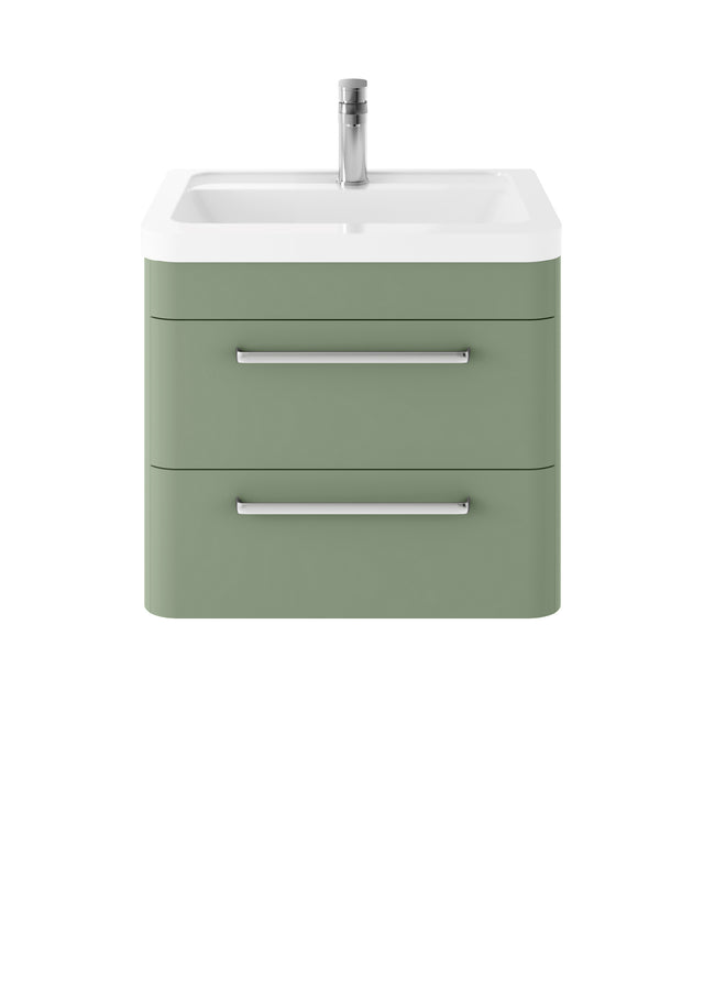 Solar 600mm Wall Hung 2-Drawer Unit and Ceramic 1 Tap Hole Basin