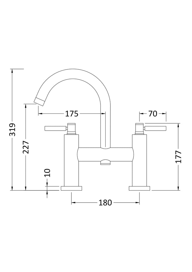 Tec Lever Bath Filler Brushed Brass