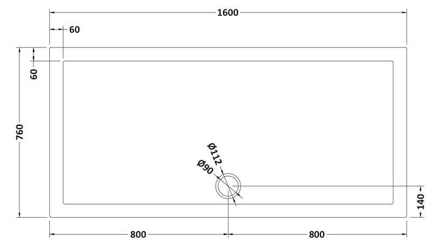 Rectangular Slimline Shower Tray 1600 x 760mm