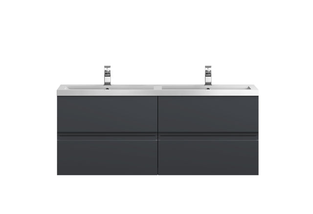 Hudson Reed Urban 1200mm Soft Black Wall Hung Vanity Unit With Double Polymarble Basin