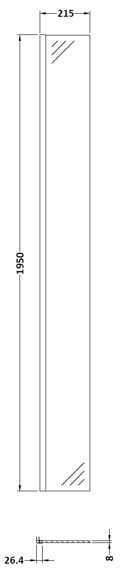 215mm Wetroom Return Screen