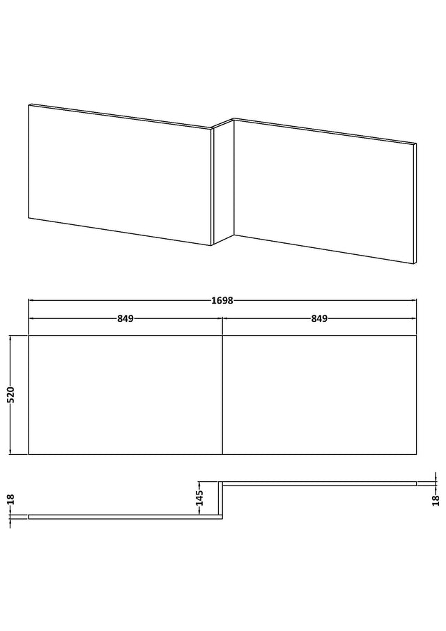 1700mm Square Shower Bath Front Panel