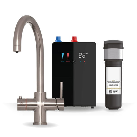 Brewmaster Brushed Nickel 3-1 swan tap with digital tank