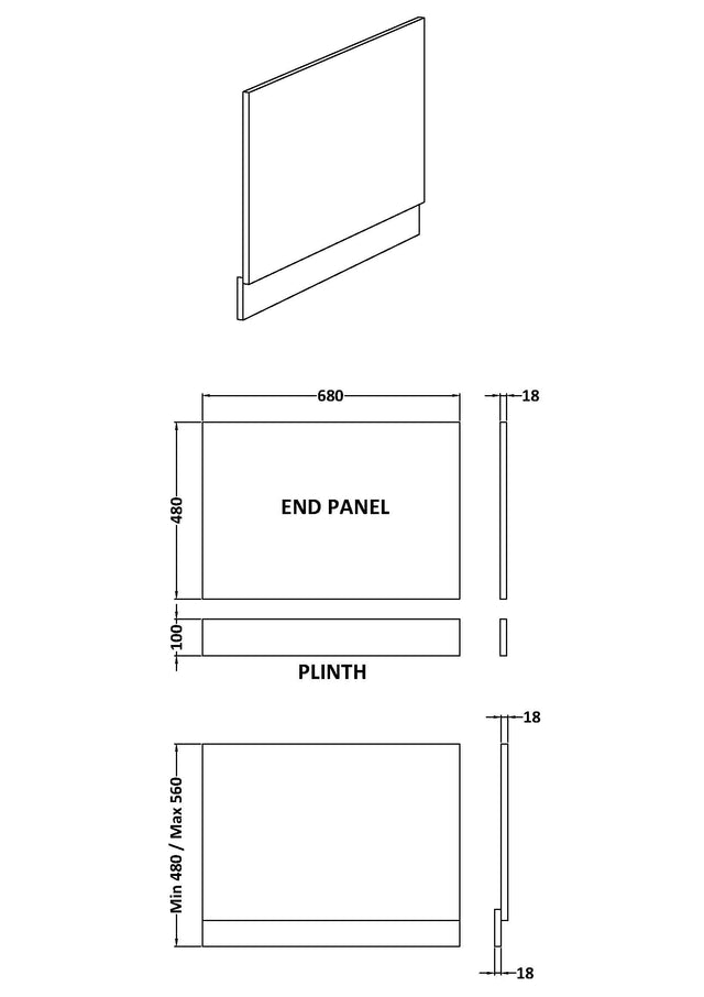 Fusion Bath End Panel & Plinth 700mm