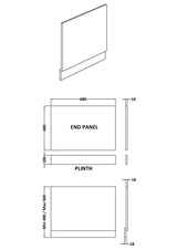 700mm Bath End Panel