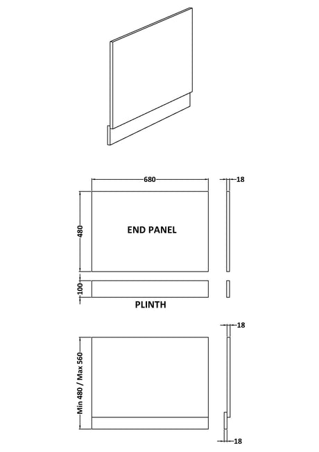 Fusion Bath End Panel & Plinth 700mm