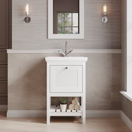Bexley Floor Standing 1 Drawer Vanity & 0 Tap Hole Fireclay Basin, 500mm