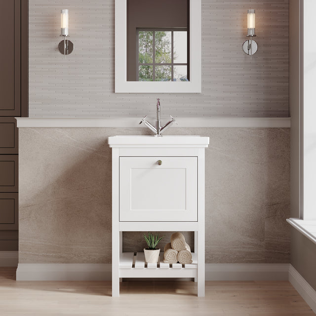 Bexley Floor Standing 1 Drawer Vanity & 0 Tap Hole Fireclay Basin, 500mm