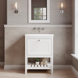 Bexley Floor Standing 1 Drawer Vanity & 0 Tap Hole Contemporary Fireclay Basin, 600mm - Pure White
