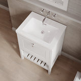 Bexley Floor Standing 1 Drawer Vanity & 0 Tap Hole Contemporary Fireclay Basin, 600mm - Pure White