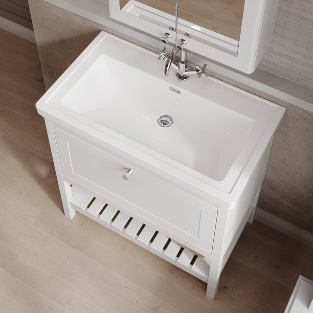 Hudson Reed Bexley 800mm Pure White Floor Standing Vanity Unit With Basin